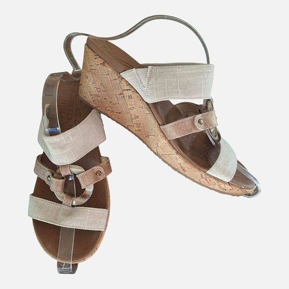 Skechers Cali Luxefoam Beverlee Sail Away Womens Cork Wedge Heel Sandals 7.5 - Picture 1 of 12